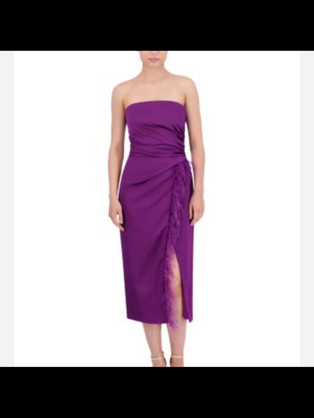 New BCBGMAXAZRIA Strapless Feather Trim Dress Size 4